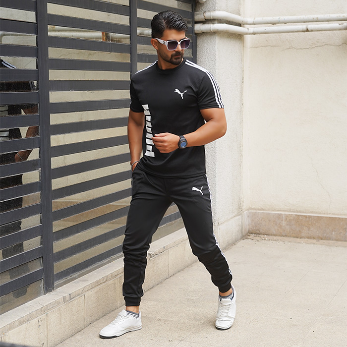 ست تیشرت شلوار مشکی پوما مردانه مدل hiron