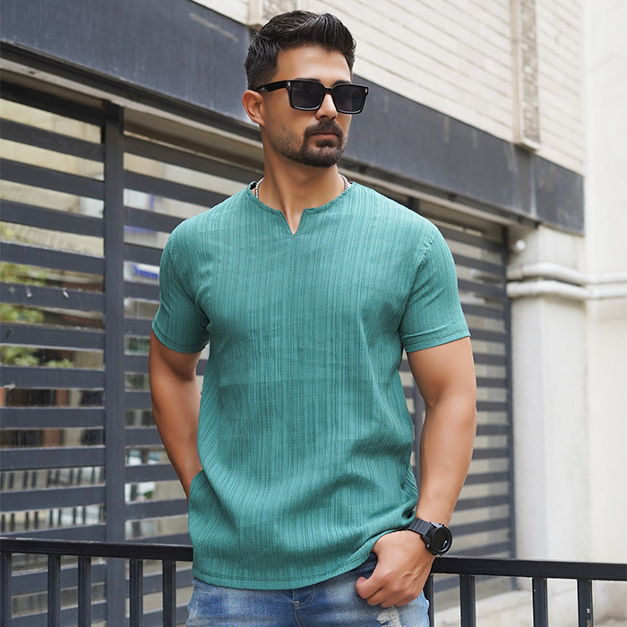 تیشرت مردانه سبز آستین کوتاه مدل Bardia