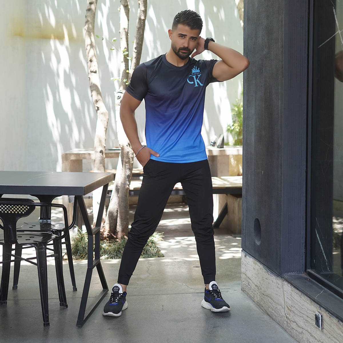 ست تیشرت شلوار آبی مردانه مدل venzel