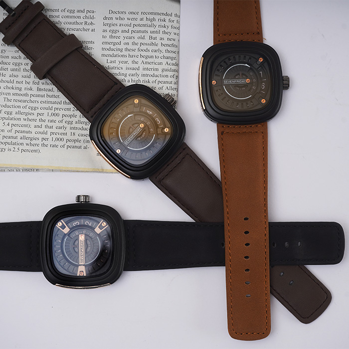 ساعت sevenfriday قهوه ای صفحه مشکی مدل rinald