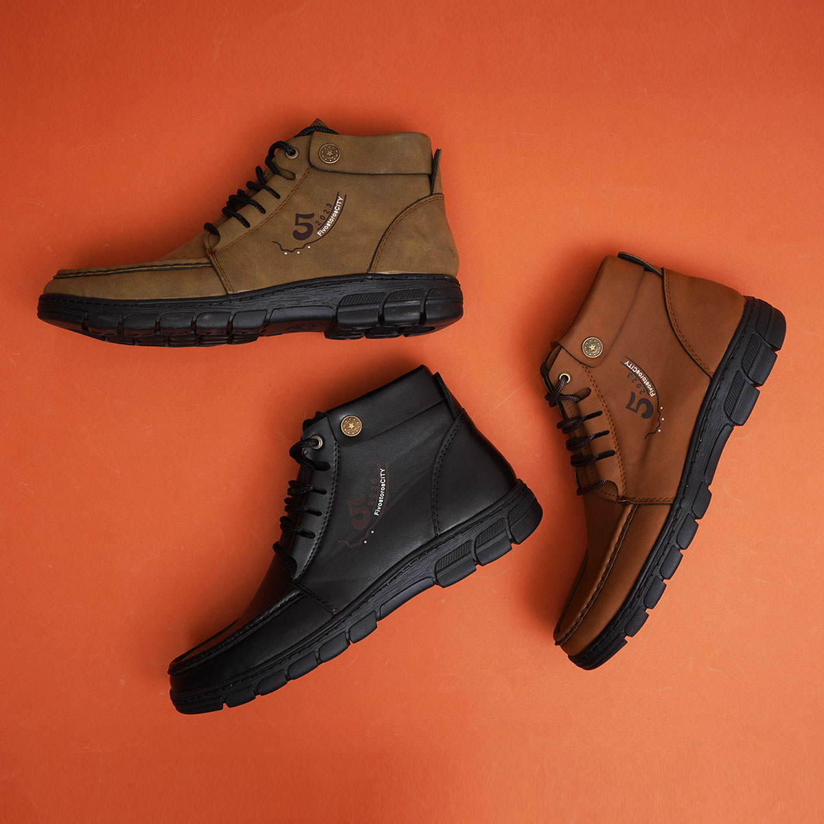 نیم بوت خاکی مردانه مدل FIVE