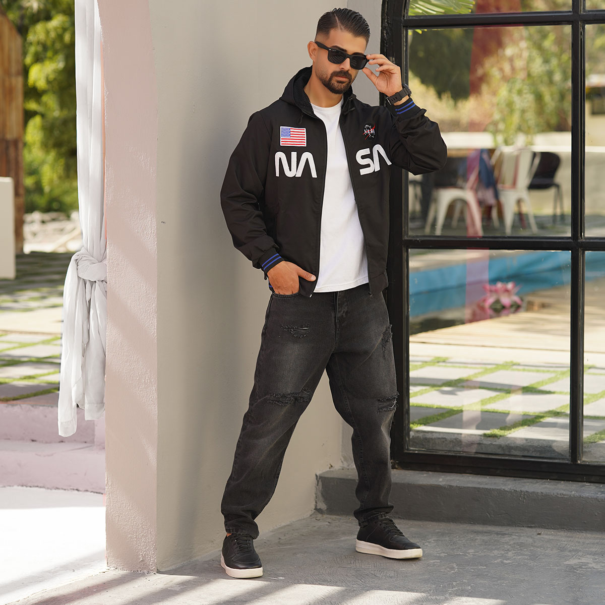 کاپشن مردانه مشکی مدل NASA