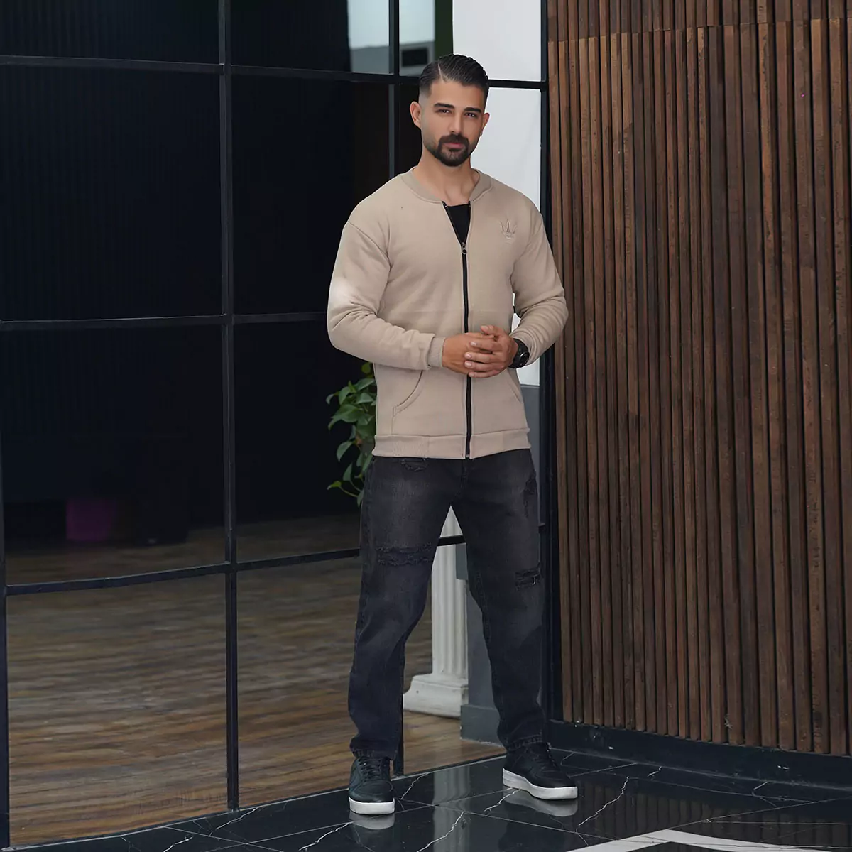 سوییشرت مردانه کرم مدل wendi