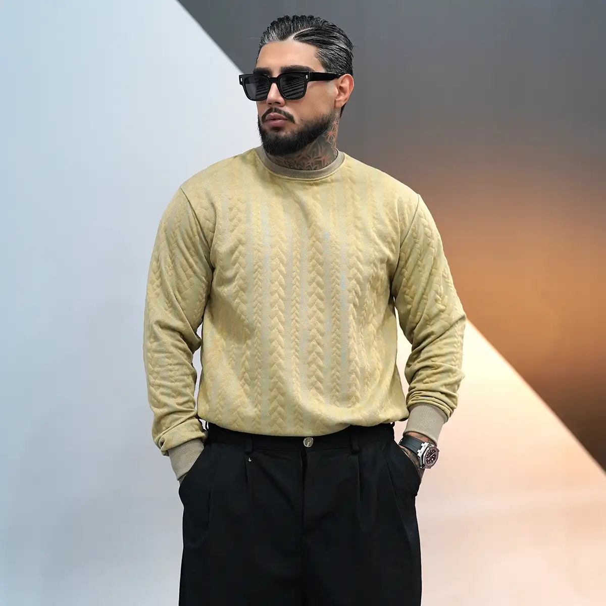 بلوز مردانه کرم مدل R83