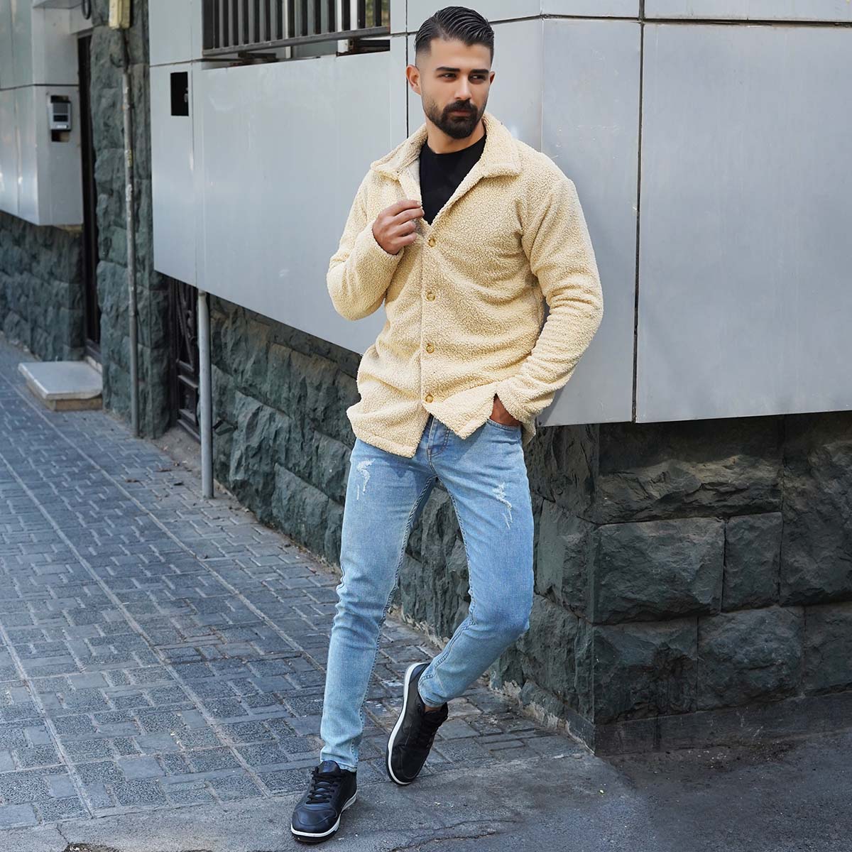 ژاکت مردانه کرم مدل TEDI