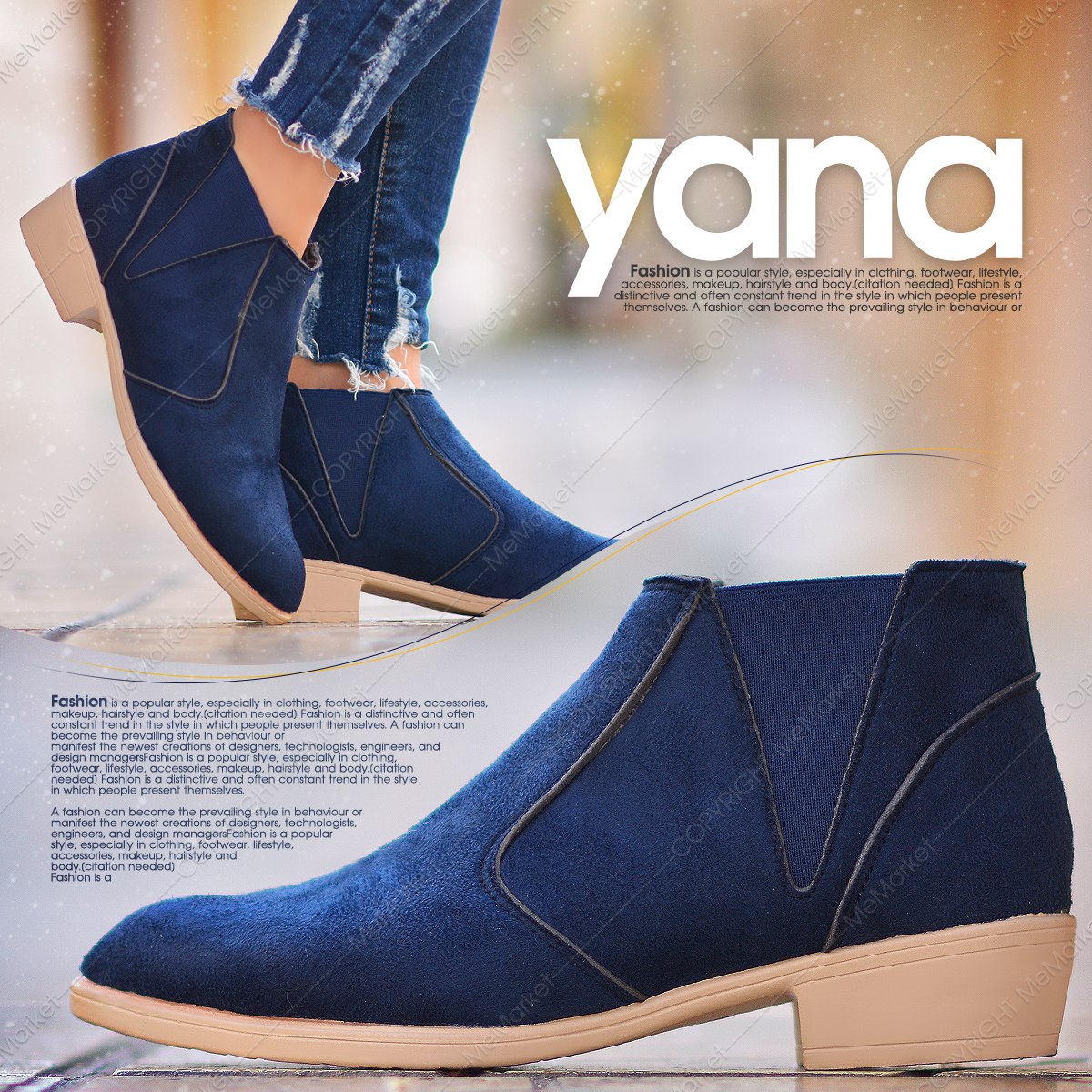 کفش ساقدار دخترانه سرمه ای مدل YANA