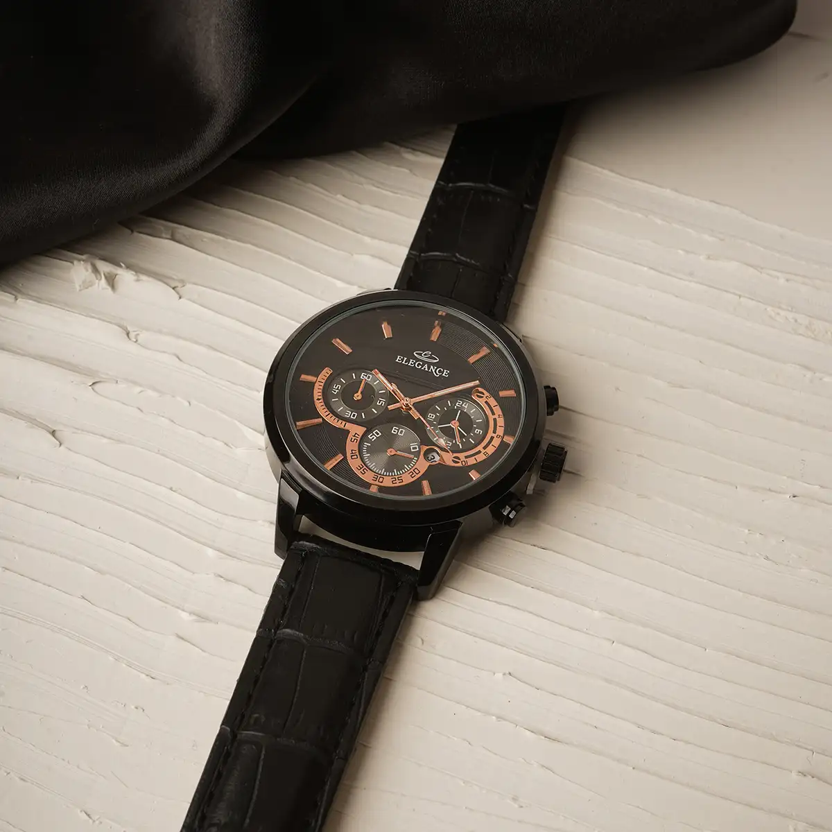 ساعت ELEGANCE مشکی صفحه مشکی مدل B62