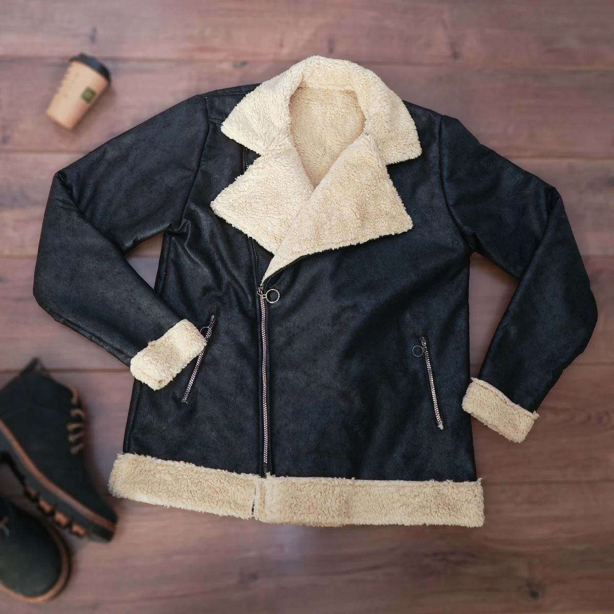 کاپشن چرم جیر بوفالو مدل Rexi