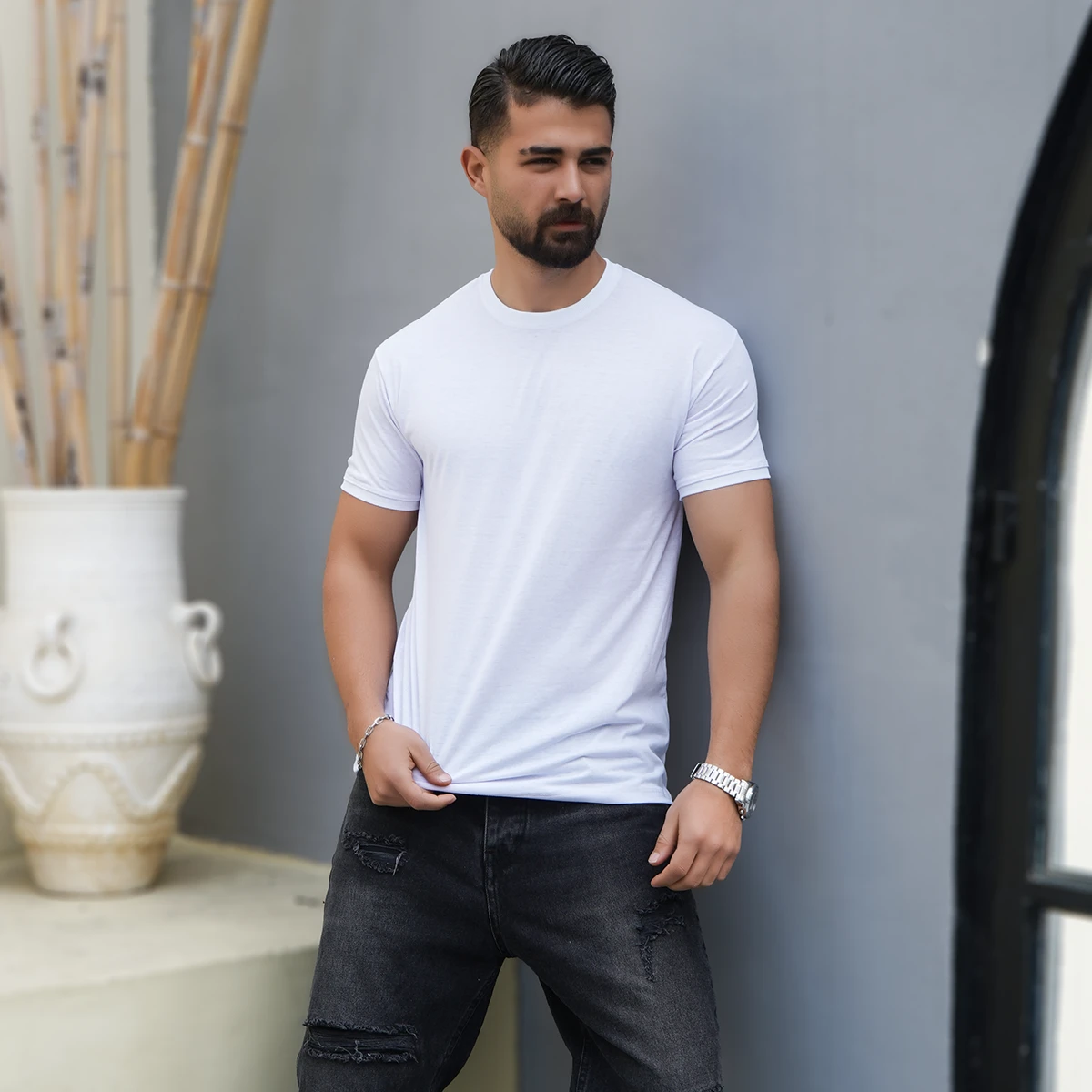 تیشرت ساده سفید مردانه مدل Edvan