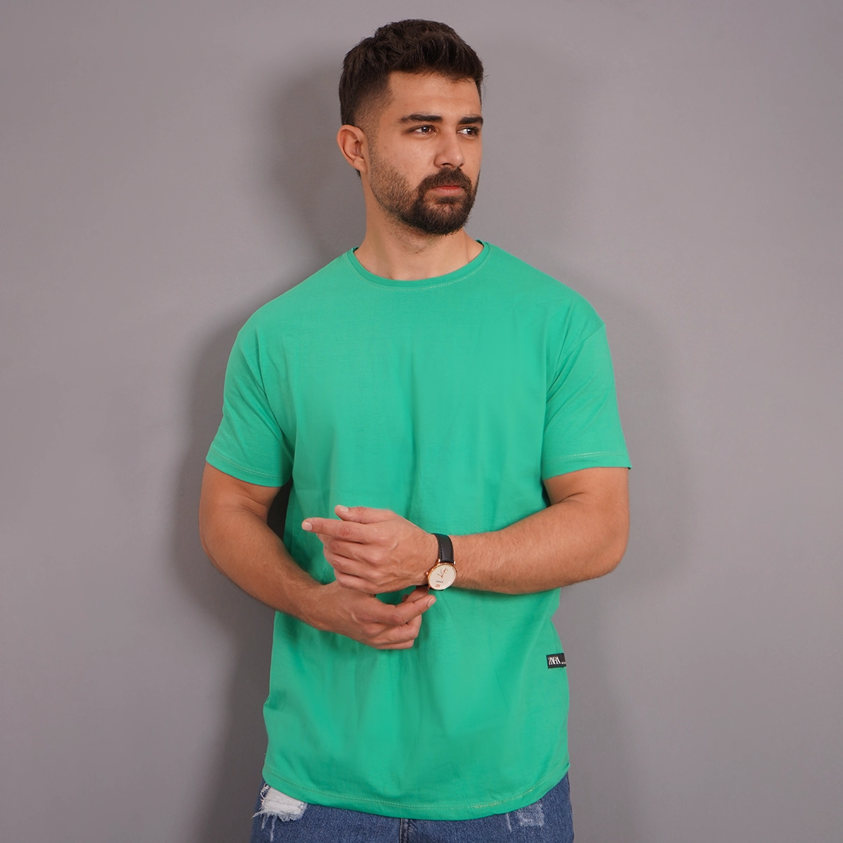 تیشرت مردانه سبز دریایی مردانه مدل Vala