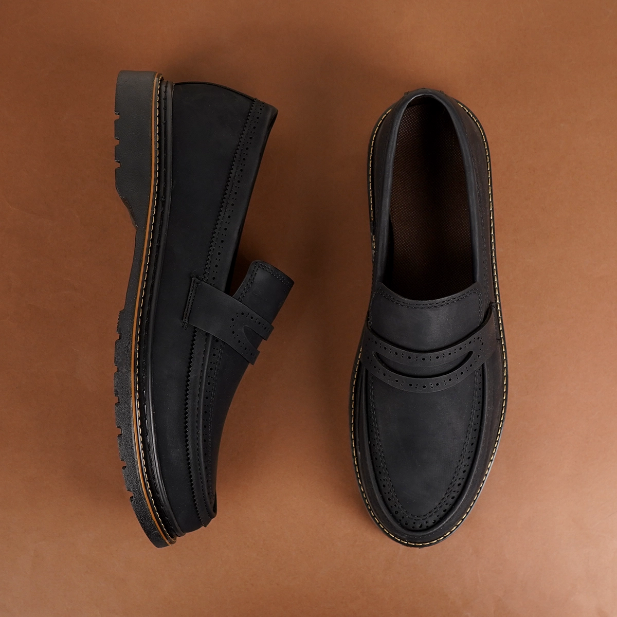 کفش تخت مردانه مشکی مدل Erfan