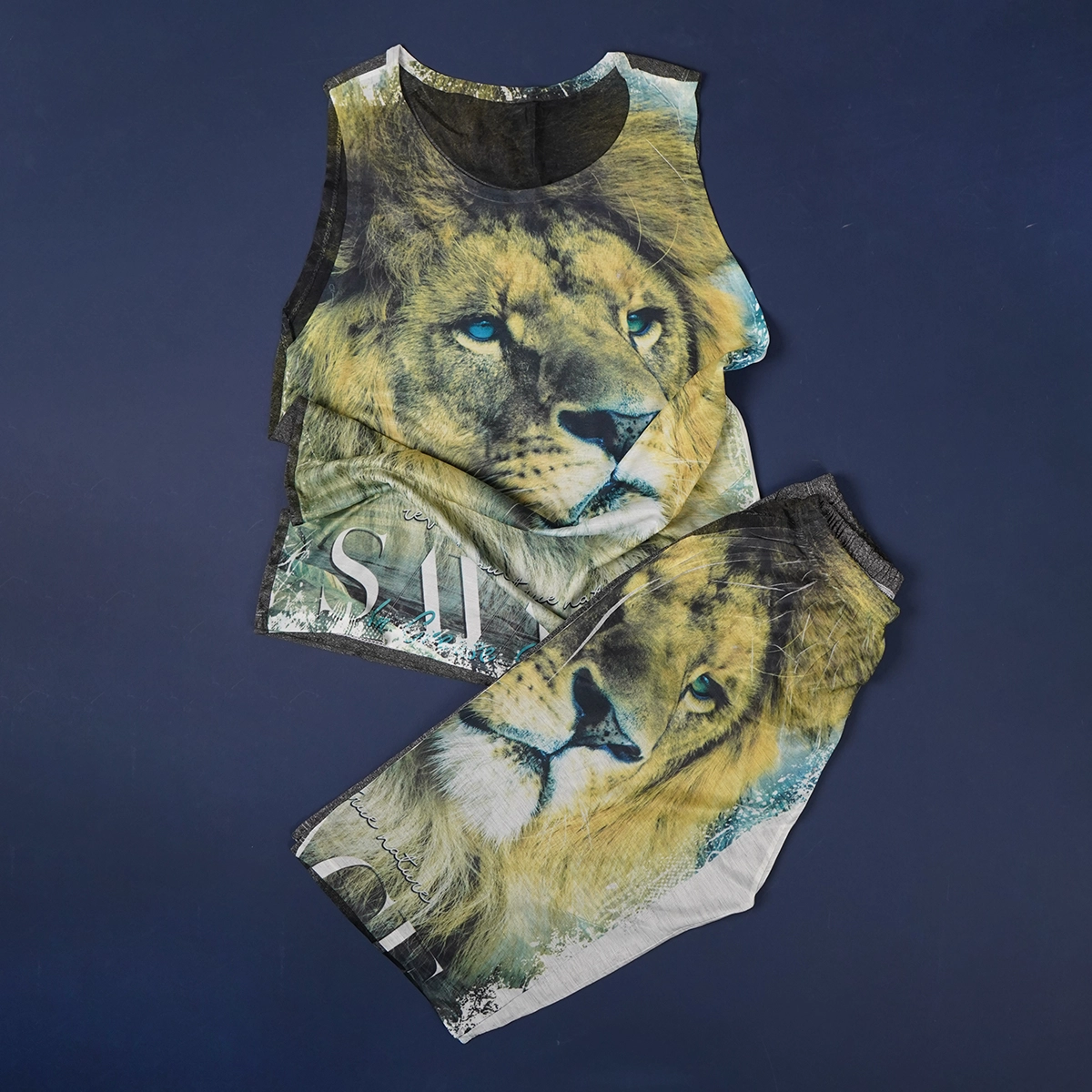 ست رکابی شلوارک مردانه طرح شیر