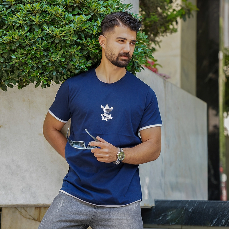 تیشرت مردانه Adidas سرمه ای مدل T60