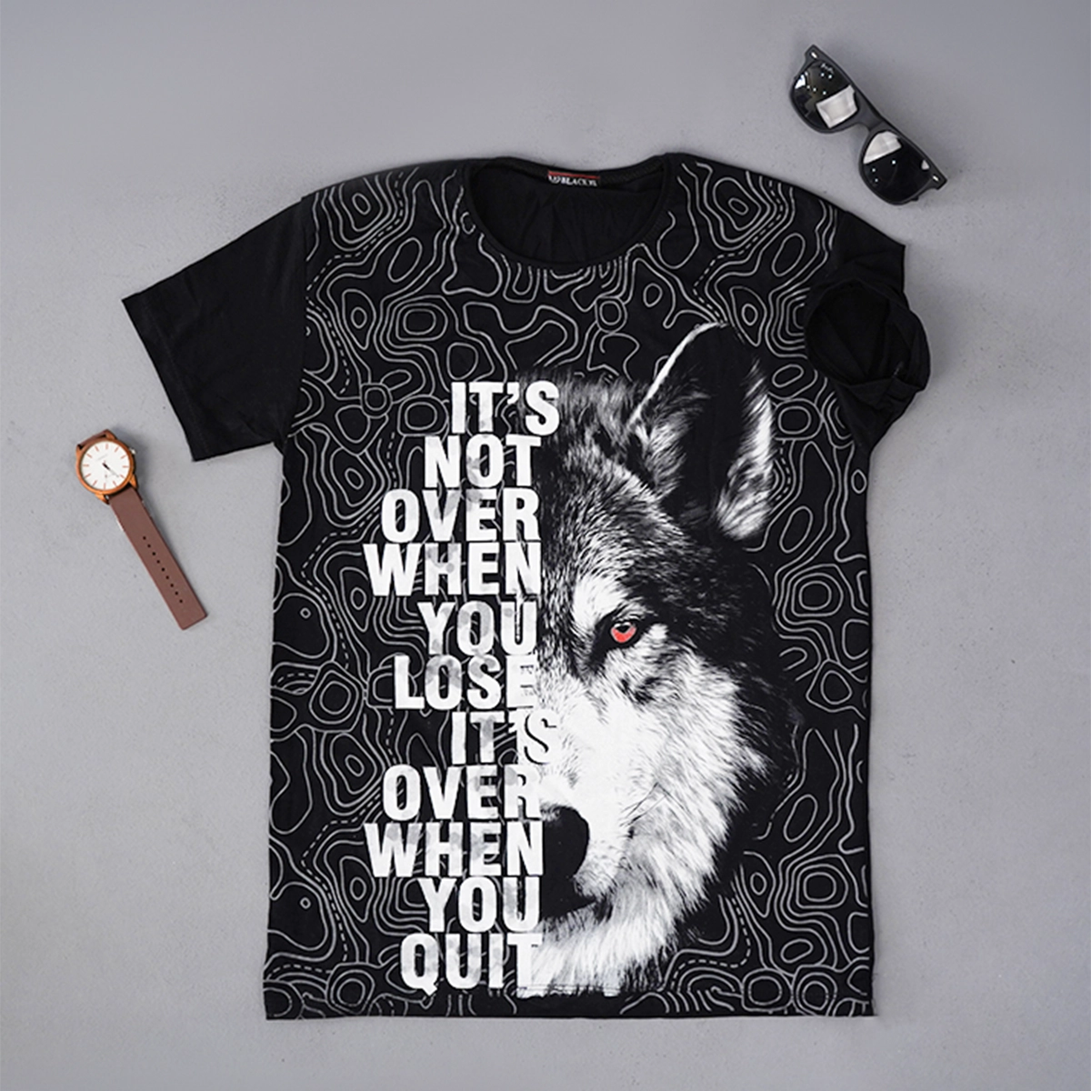 تیشرت مردانه طرحدار مدل Wolf