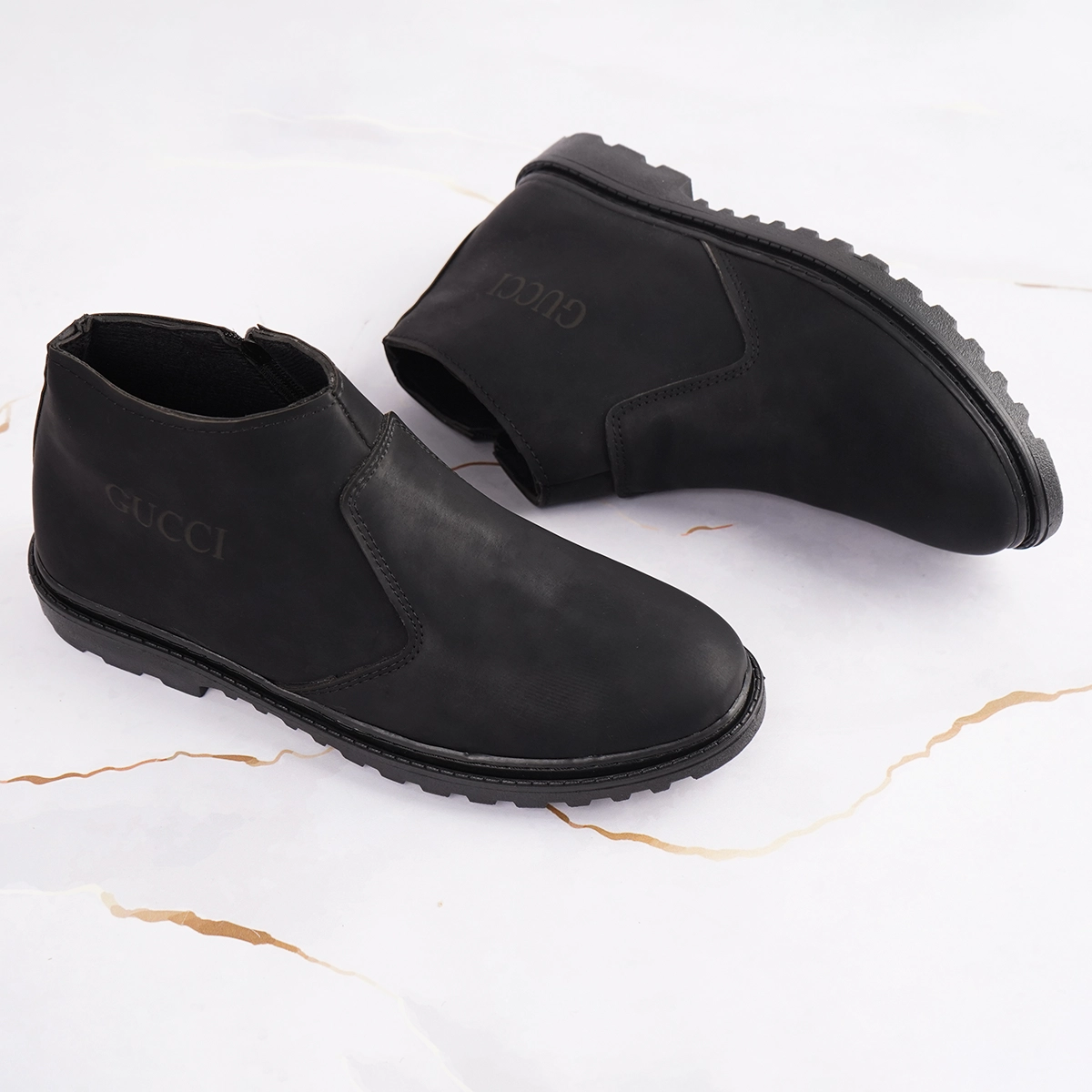 نیم بوت مردانه گوچی مشکی مات مدل SAMI