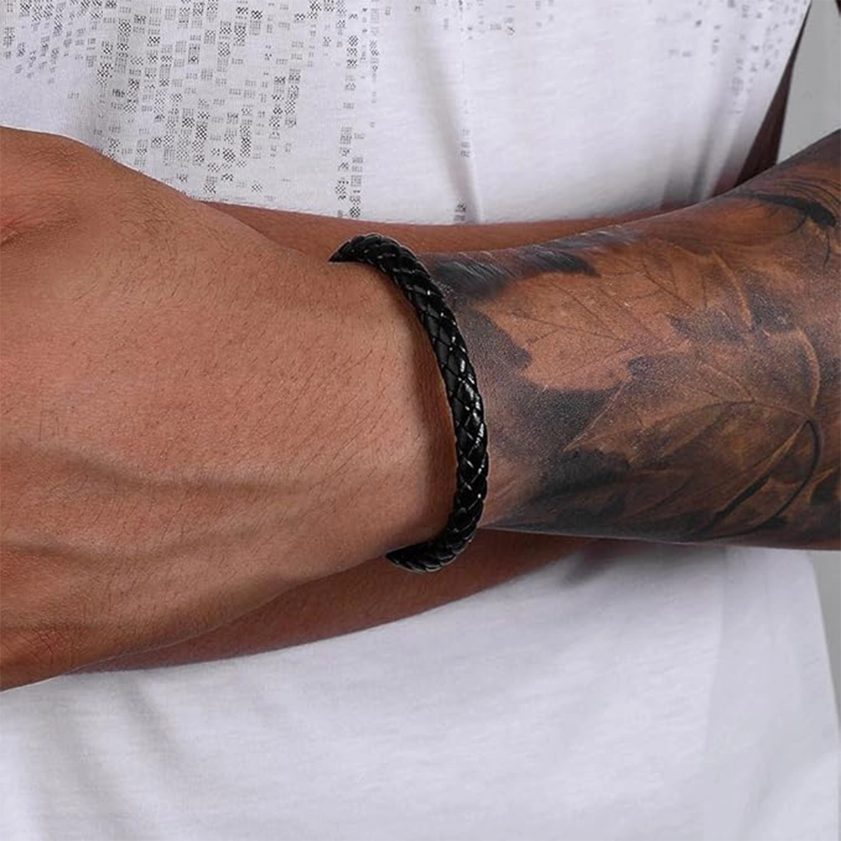 دستبند مردانه مشکی مدل طنابی