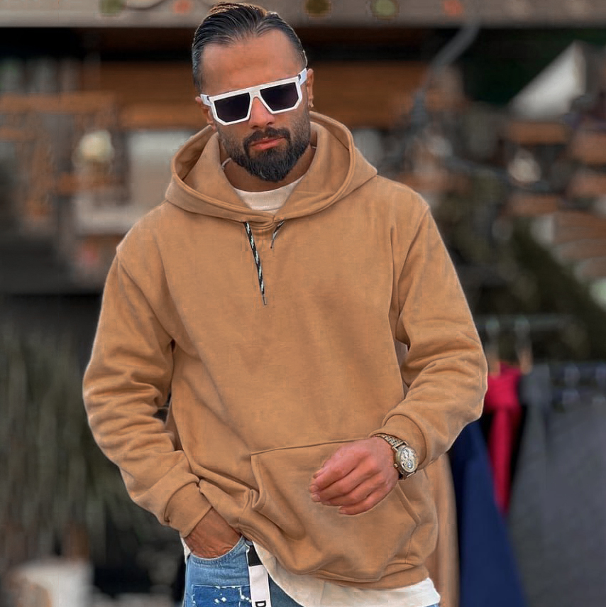 هودی بیسیک نخودی مردانه مدل F71