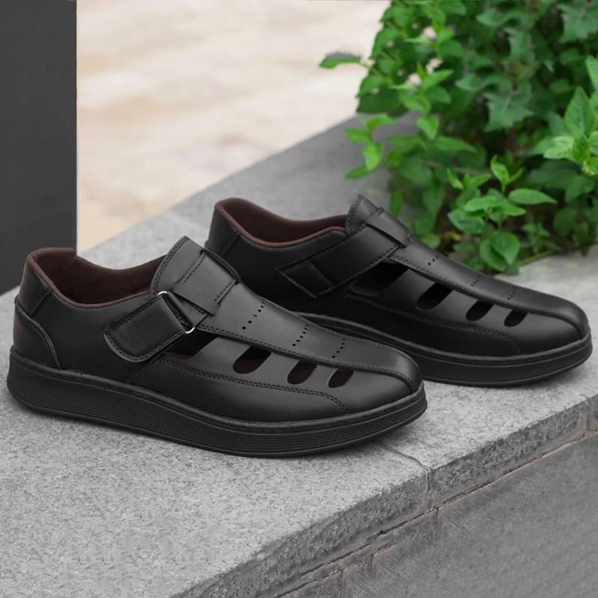 صندل مردانه مشکی زیره مشکی مدل Arman