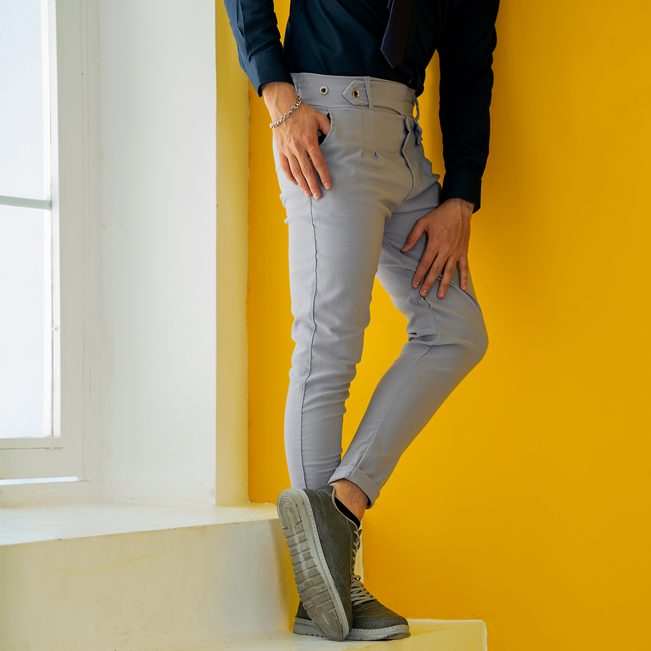 شلوار مردانه طوسی روشن مدل Aflak