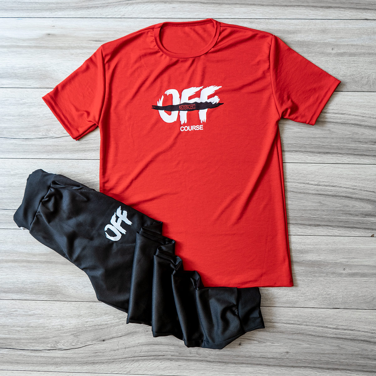 ست تیشرت شلوار مردانه OFF Course قرمز مدل Padma