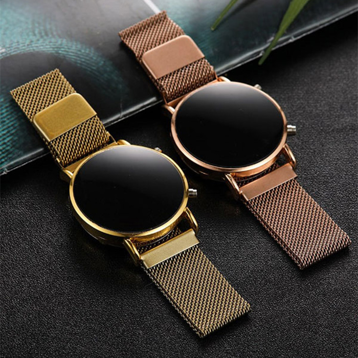 ساعت LED بند فلزی رزگلد مدل Ronas