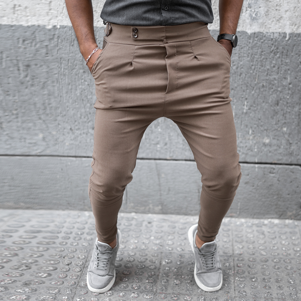 شلوار اسلش قهوه ای مردانه مدل Keavan