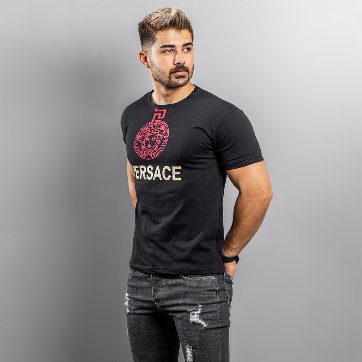 تیشرت Versace مردانه مشکی مدل Janatan