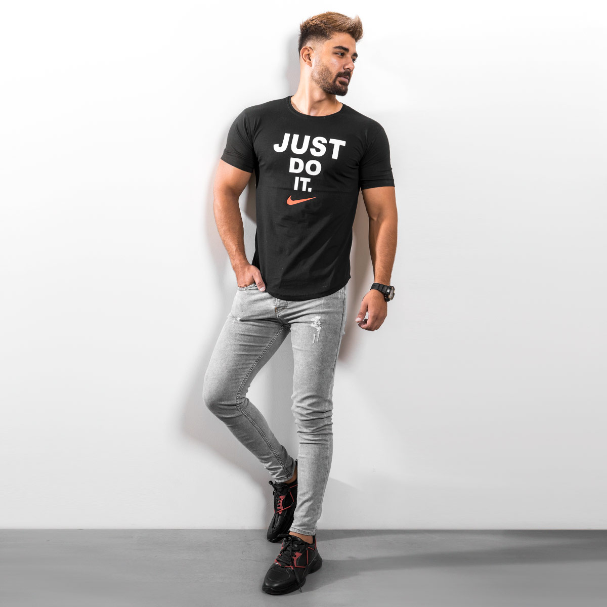 تیشرت Just Do It مردانه مشکی مدل Ditro