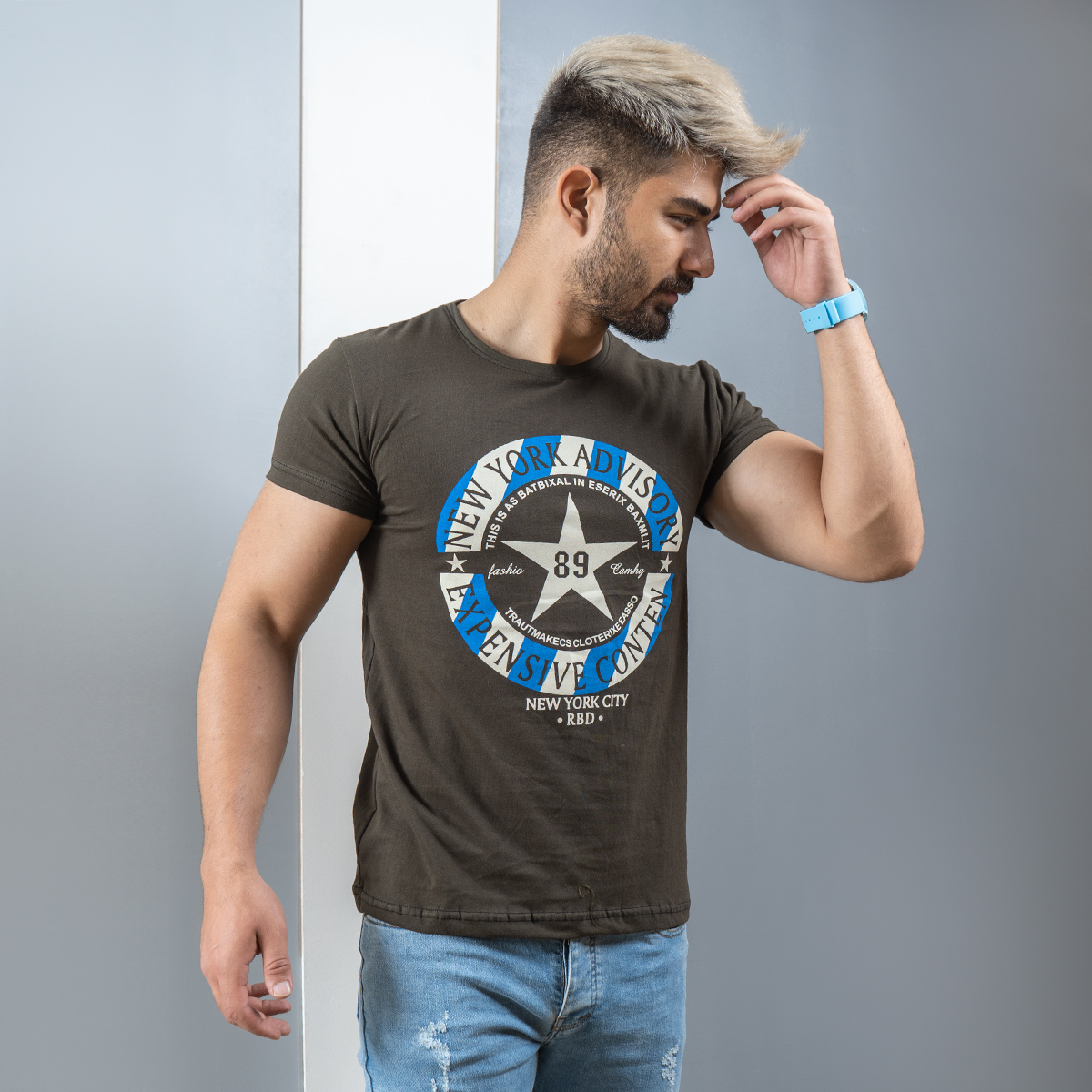 تیشرت مردانه سبز Advisory مدل E89(T)