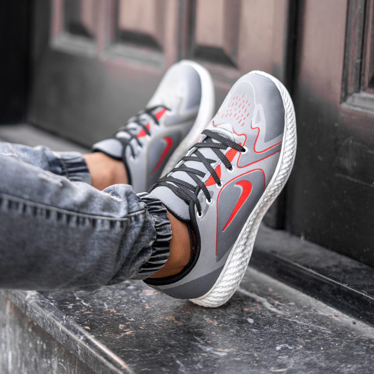 کفش ورزشی طوسی نارنجی مردانه مدل Miden(T)