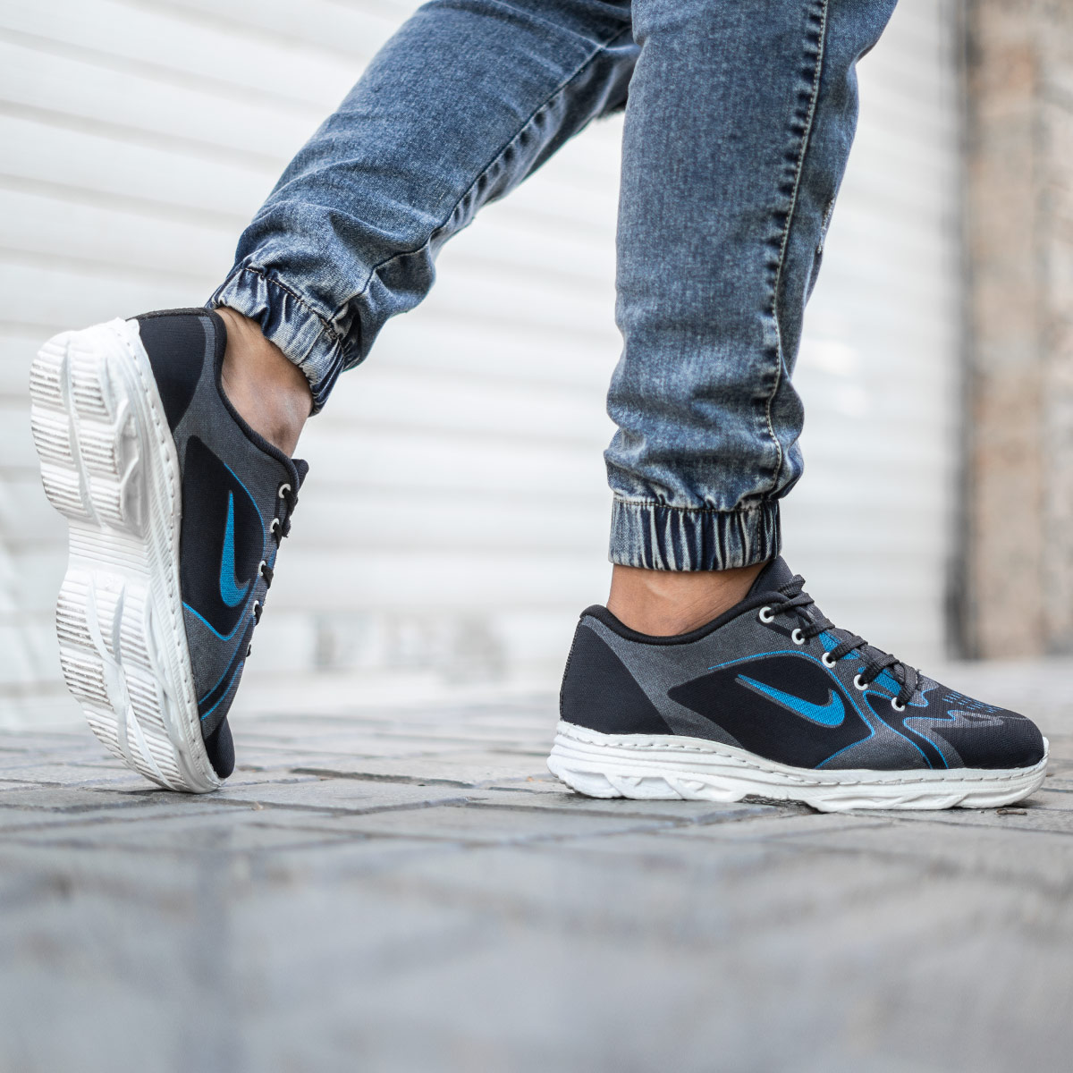 کفش ورزشی مشکی آبی مردانه مدل Miden(T)